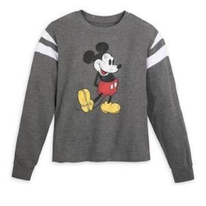Disney Parks Mickey Mouse Football Raglan Pullover Sweatshirt Grey Size 1X